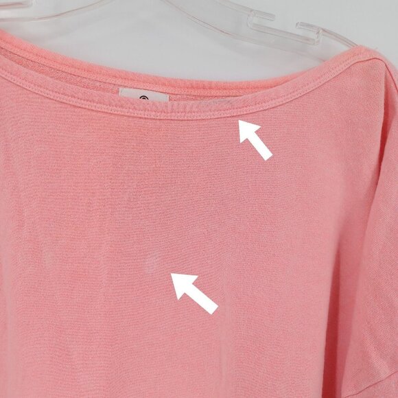 SUNDRY Sz S (1) Pink Pullover Stretch Oversized Boat Neck Sweatshirt Comfort - Picture 4 of 14